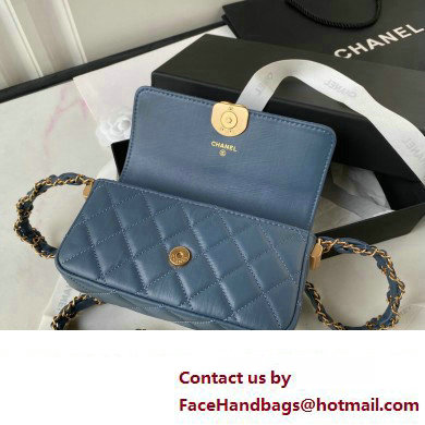 Chanel Crinkled Calfskin Clutch with Chain Bag AP3570 Blue 2023