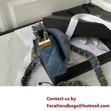 Chanel Crinkled Calfskin Clutch with Chain Bag AP3570 Blue 2023