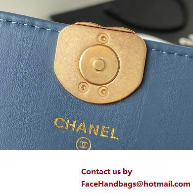 Chanel Crinkled Calfskin Clutch with Chain Bag AP3570 Blue 2023