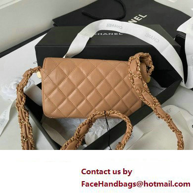 Chanel Crinkled Calfskin Clutch with Chain Bag AP3570 Brown 2023