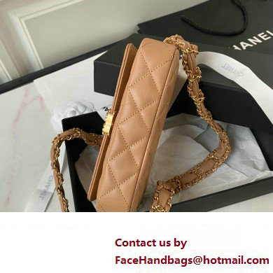 Chanel Crinkled Calfskin Clutch with Chain Bag AP3570 Brown 2023