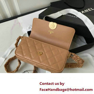 Chanel Crinkled Calfskin Clutch with Chain Bag AP3570 Brown 2023