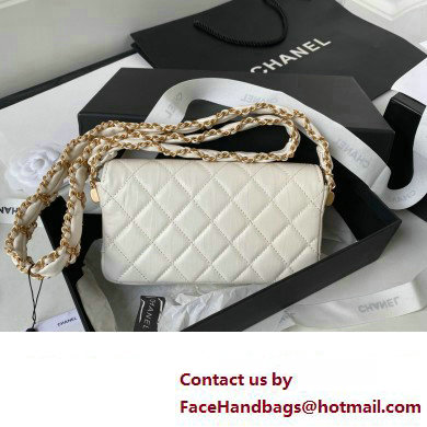 Chanel Crinkled Calfskin Clutch with Chain Bag AP3570 White 2023