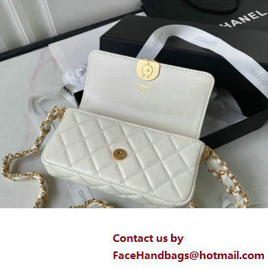 Chanel Crinkled Calfskin Clutch with Chain Bag AP3570 White 2023