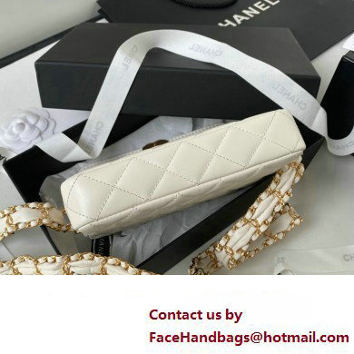 Chanel Crinkled Calfskin Clutch with Chain Bag AP3570 White 2023