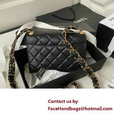 Chanel Crinkled Calfskin Mini Flap Bag AP3572 Black 2023 - Click Image to Close