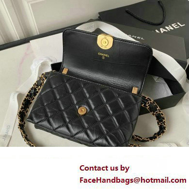 Chanel Crinkled Calfskin Mini Flap Bag AP3572 Black 2023