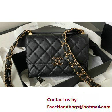 Chanel Crinkled Calfskin Mini Flap Bag AP3572 Black 2023