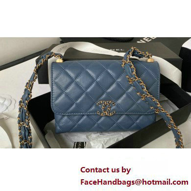 Chanel Crinkled Calfskin Mini Flap Bag AP3572 Blue 2023