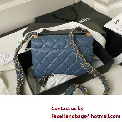 Chanel Crinkled Calfskin Mini Flap Bag AP3572 Blue 2023