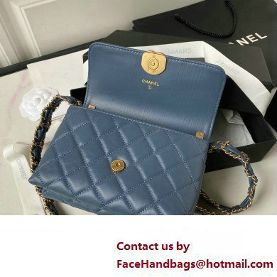 Chanel Crinkled Calfskin Mini Flap Bag AP3572 Blue 2023