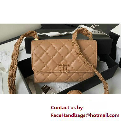 Chanel Crinkled Calfskin Mini Flap Bag AP3572 Brown 2023 - Click Image to Close