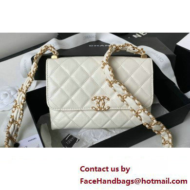 Chanel Crinkled Calfskin Mini Flap Bag AP3572 White 2023