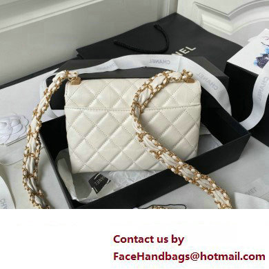 Chanel Crinkled Calfskin Mini Flap Bag AP3572 White 2023