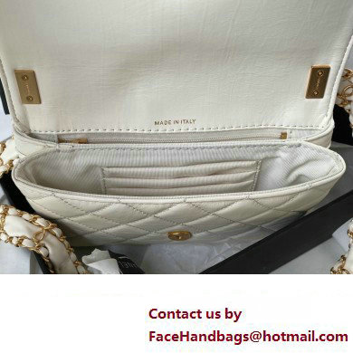 Chanel Crinkled Calfskin Mini Flap Bag AP3572 White 2023