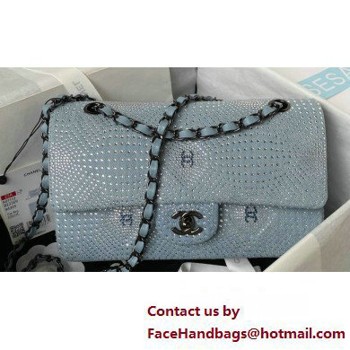 Chanel Crystal Studs Classic Handbag A0112 Blue 2023