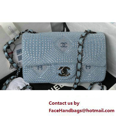 Chanel Crystal Studs Classic Small Handbag A0116 Blue 2023