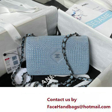 Chanel Crystal Studs Classic Small Handbag A0116 Blue 2023