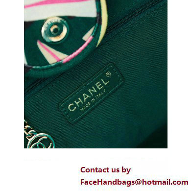 Chanel Deauville Printed Velvet and Wooden Pearls Large Shopping Bag A66941 Green 2023