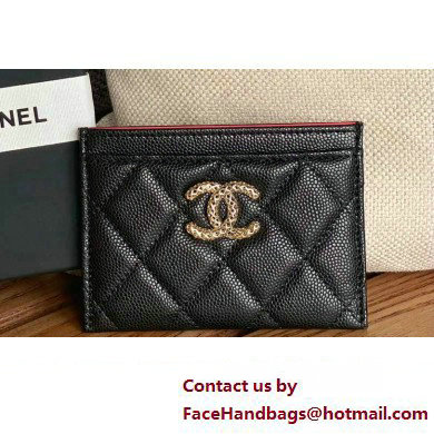 Chanel Gold-Tone Cutout CC Logo Card Holder AP3188 in Grained Calfskin Black - Click Image to Close