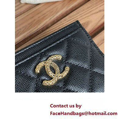 Chanel Gold-Tone Cutout CC Logo Card Holder AP3188 in Grained Calfskin Black