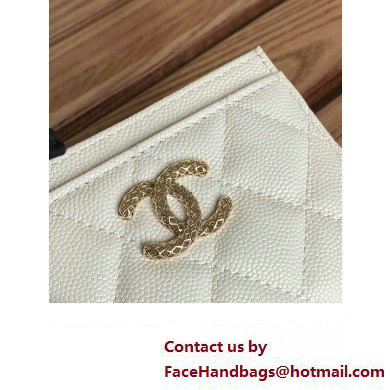 Chanel Gold-Tone Cutout CC Logo Card Holder AP3188 in Grained Calfskin White