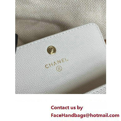 Chanel Gold-Tone Cutout CC Logo Flap Card Holder AP3187 in Grained Calfskin White