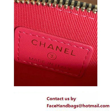 Chanel Gold-Tone Cutout CC Logo Zip Card Holder AP3185 in Grained Calfskin Black