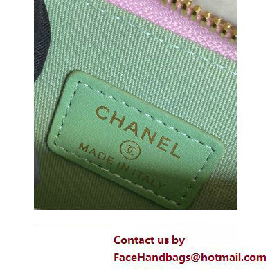 Chanel Gold-Tone Cutout CC Logo Zip Card Holder AP3185 in Grained Calfskin Pink