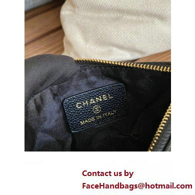 Chanel Gold-Tone Metal Logo Zip Card Holder AP3049 in Grained Calfskin Black