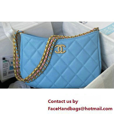 Chanel Grained Calfskin Chain Shoulder Bag AS4612 Blue 2024