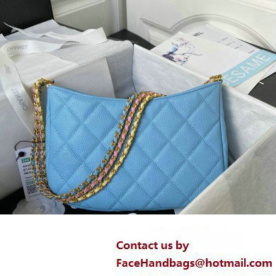 Chanel Grained Calfskin Chain Shoulder Bag AS4612 Blue 2024