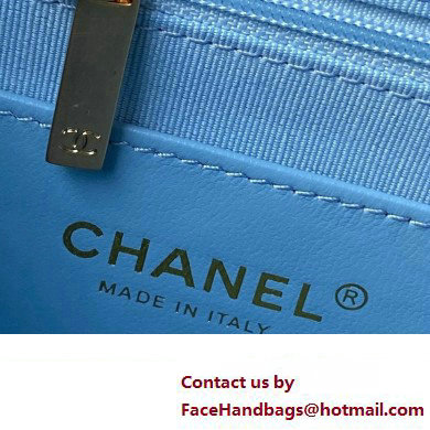 Chanel Grained Calfskin Chain Shoulder Bag AS4612 Blue 2024