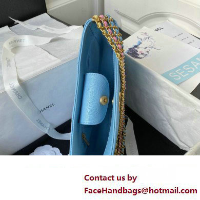 Chanel Grained Calfskin Chain Shoulder Bag AS4612 Blue 2024