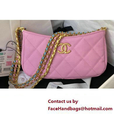 Chanel Grained Calfskin Chain Small Shoulder Bag AS4597 Pink 2024 - Click Image to Close