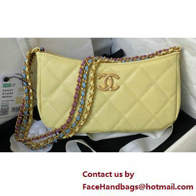 Chanel Grained Calfskin Chain Small Shoulder Bag AS4597 Yellow 2024