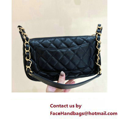 Chanel Grained Calfskin Quilting Vintage Hobo Bag 50920 Black 2023 (ORIGINAL QUALITY) - Click Image to Close