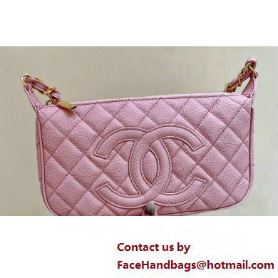 Chanel Grained Calfskin Quilting Vintage Hobo Bag 50920 Pink 2023 (ORIGINAL QUALITY) - Click Image to Close