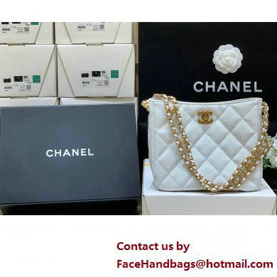 Chanel Grained Calfskin Small Hobo Bag AS3223 White 2023 (ORIGINAL QUALITY) - Click Image to Close