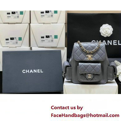 Chanel Grained Shiny Calfskin Small Backpack Bag AS4399 Gray 2023 (ORIGINAL QUALITY) - Click Image to Close