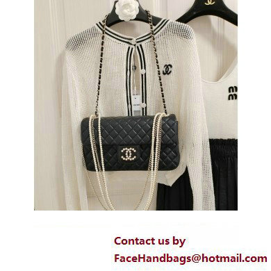 Chanel Limited Edition Westminster Pearl Chain Flap Bag in Quilted Lambskin 2023