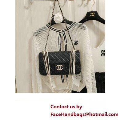 Chanel Limited Edition Westminster Pearl Chain Flap Bag in Quilted Lambskin 2023