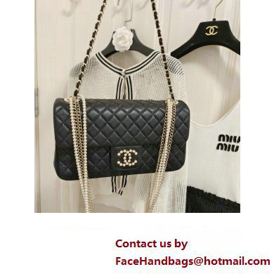 Chanel Limited Edition Westminster Pearl Chain Flap Bag in Quilted Lambskin 2023