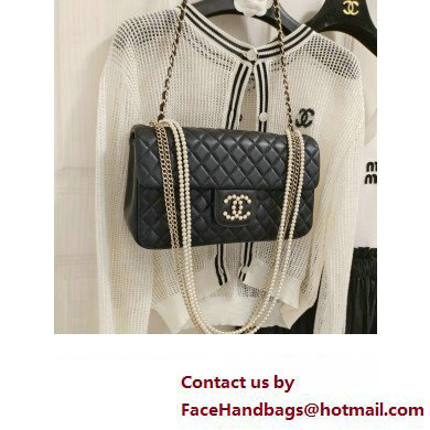 Chanel Limited Edition Westminster Pearl Chain Flap Bag in Quilted Lambskin 2023