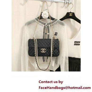 Chanel Limited Edition Westminster Pearl Chain Flap Bag in Quilted Lambskin 2023