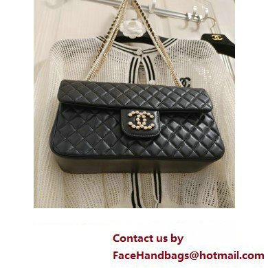 Chanel Limited Edition Westminster Pearl Chain Flap Bag in Quilted Lambskin 2023