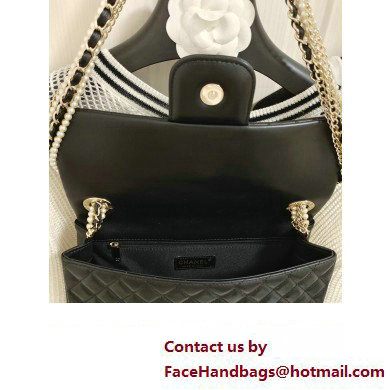 Chanel Limited Edition Westminster Pearl Chain Flap Bag in Quilted Lambskin 2023