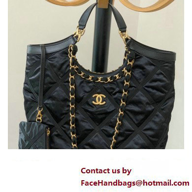 Chanel Maxi Nylon Shopping Tote Bag Black 2023