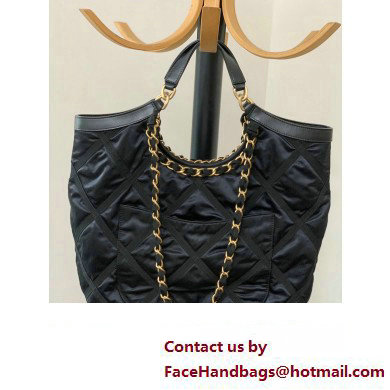 Chanel Maxi Nylon Shopping Tote Bag Black 2023