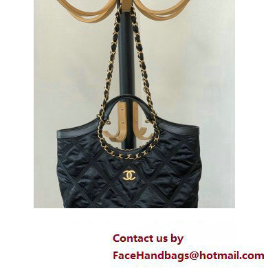 Chanel Maxi Nylon Shopping Tote Bag Black 2023